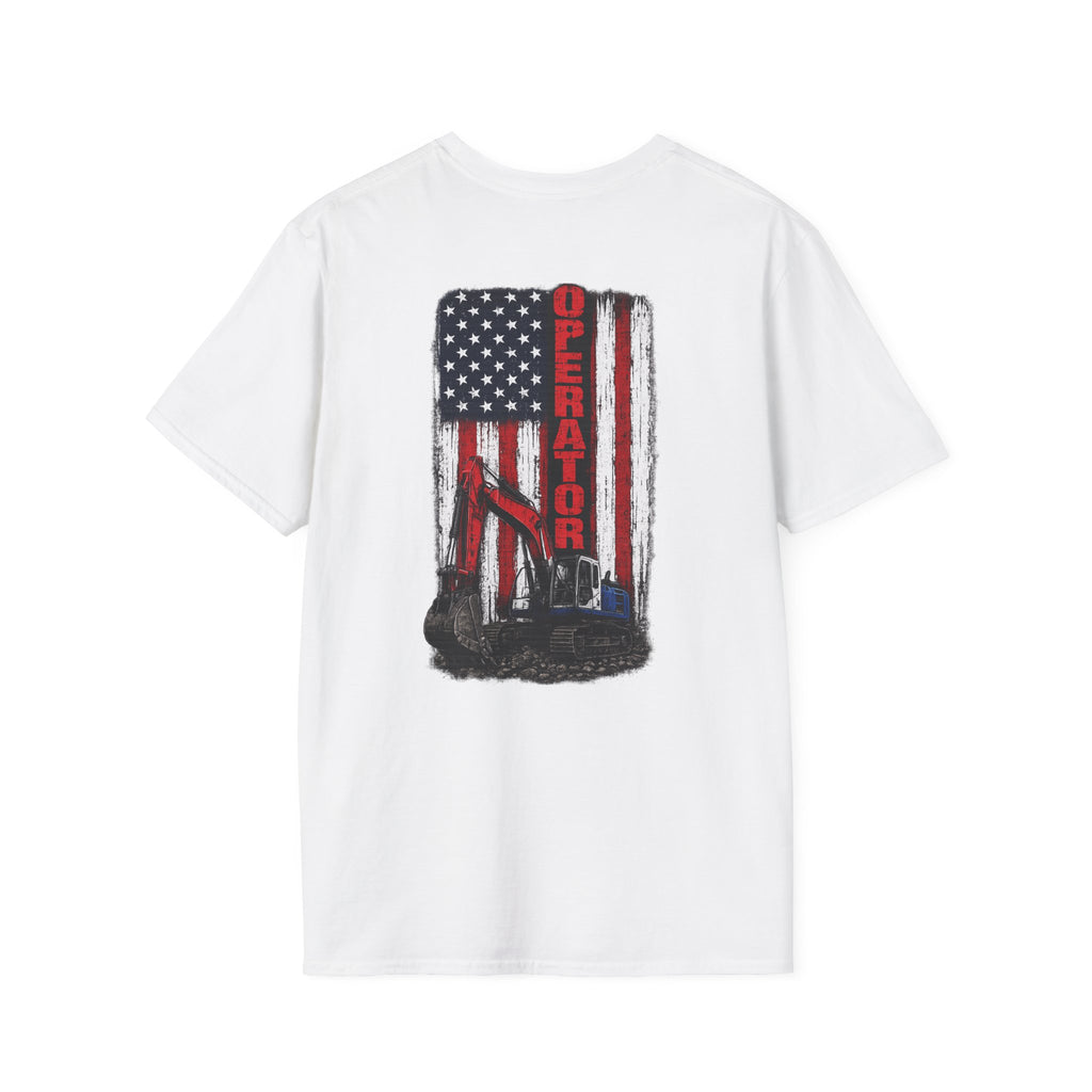 American Flag Operator Excavator Tshirt