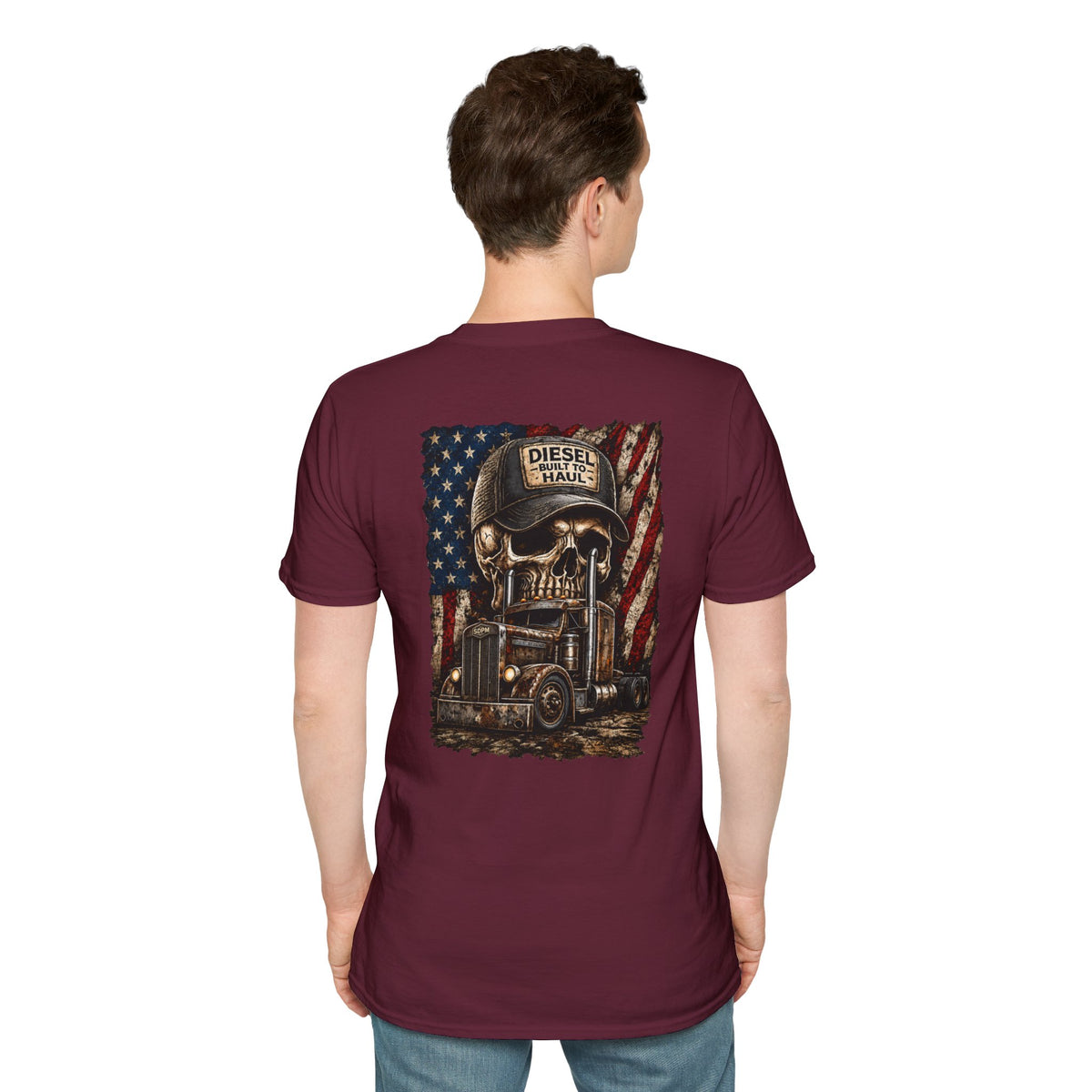 American Old School Semi with Skull T-Shirt