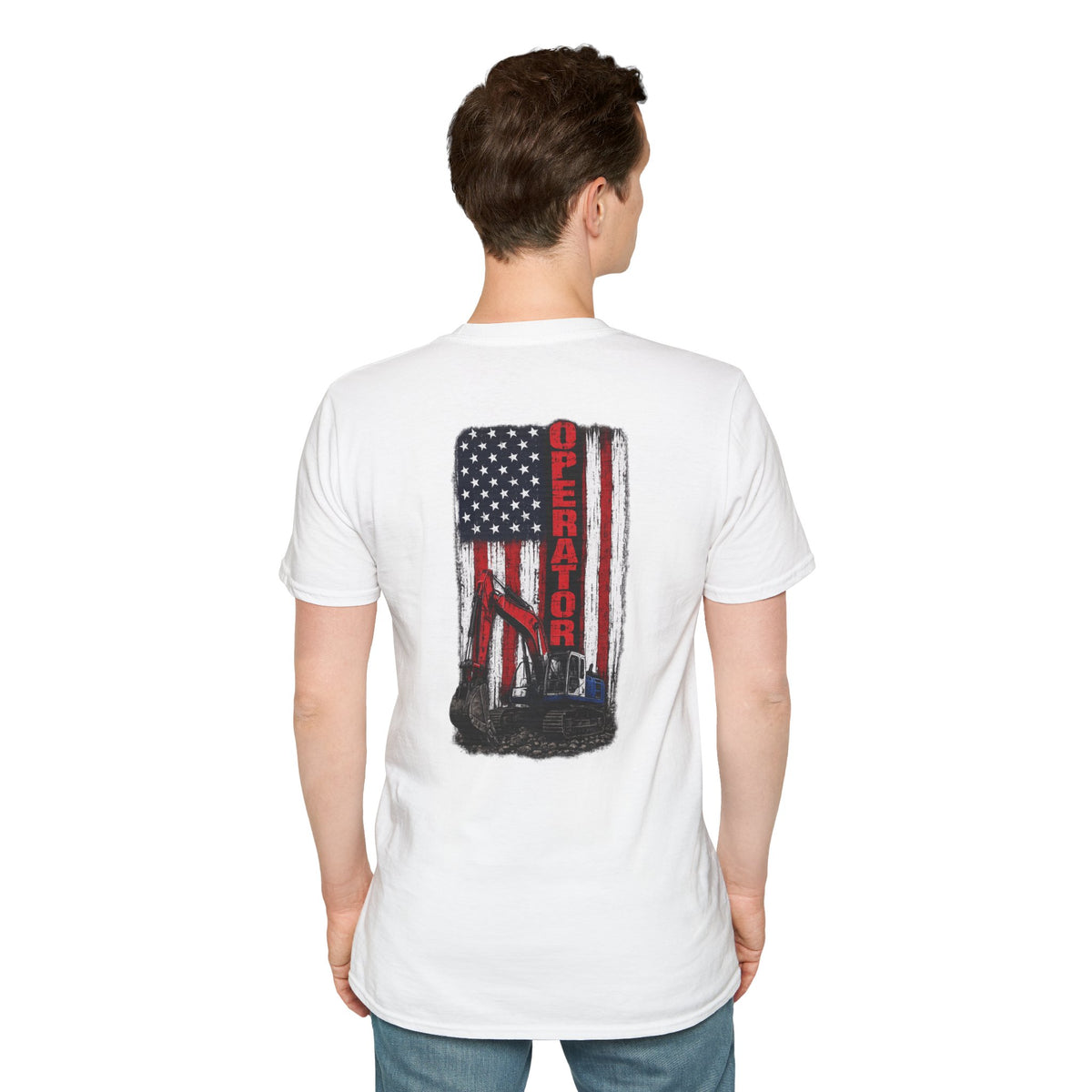 American Flag Operator Excavator Tshirt