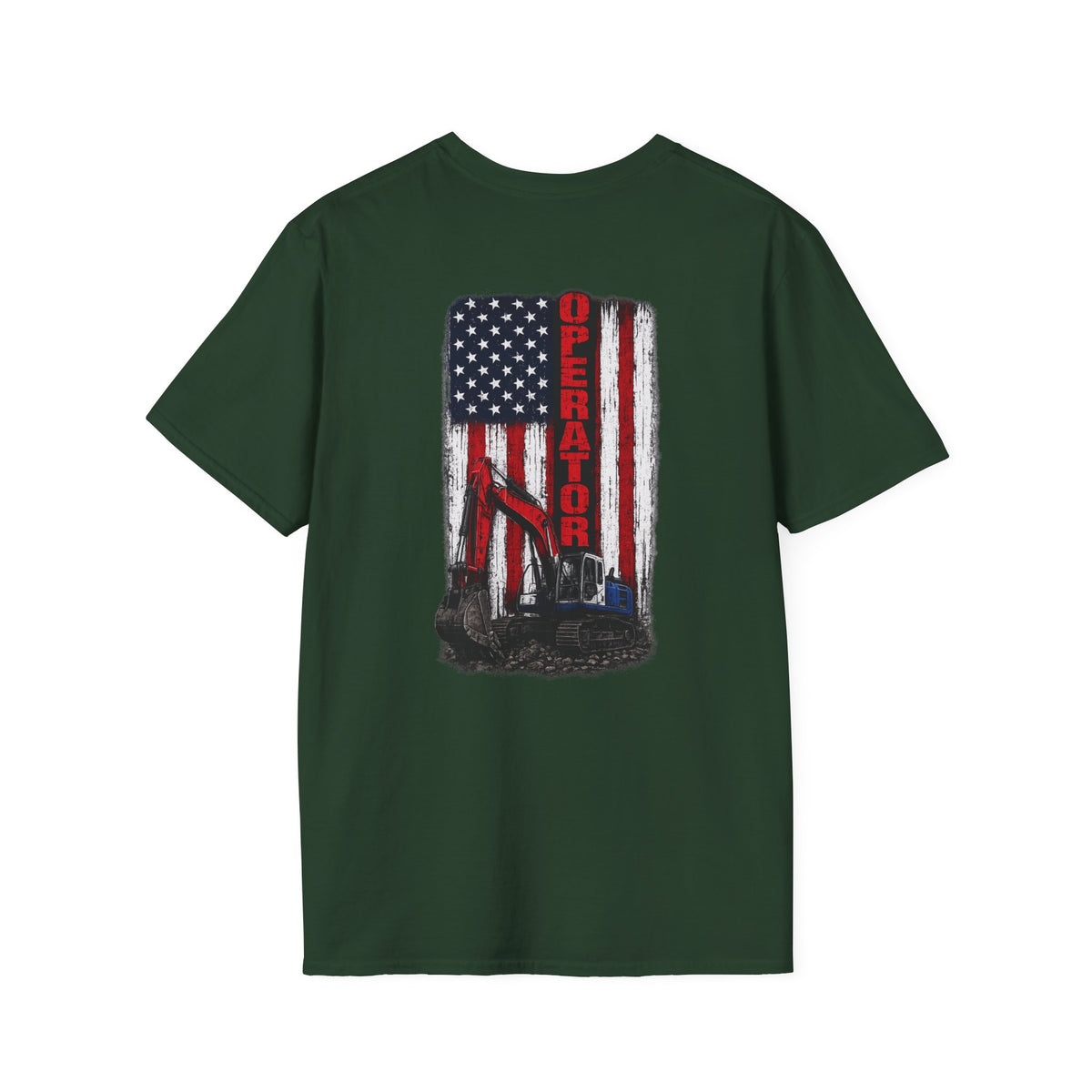 American Flag Operator Excavator Tshirt