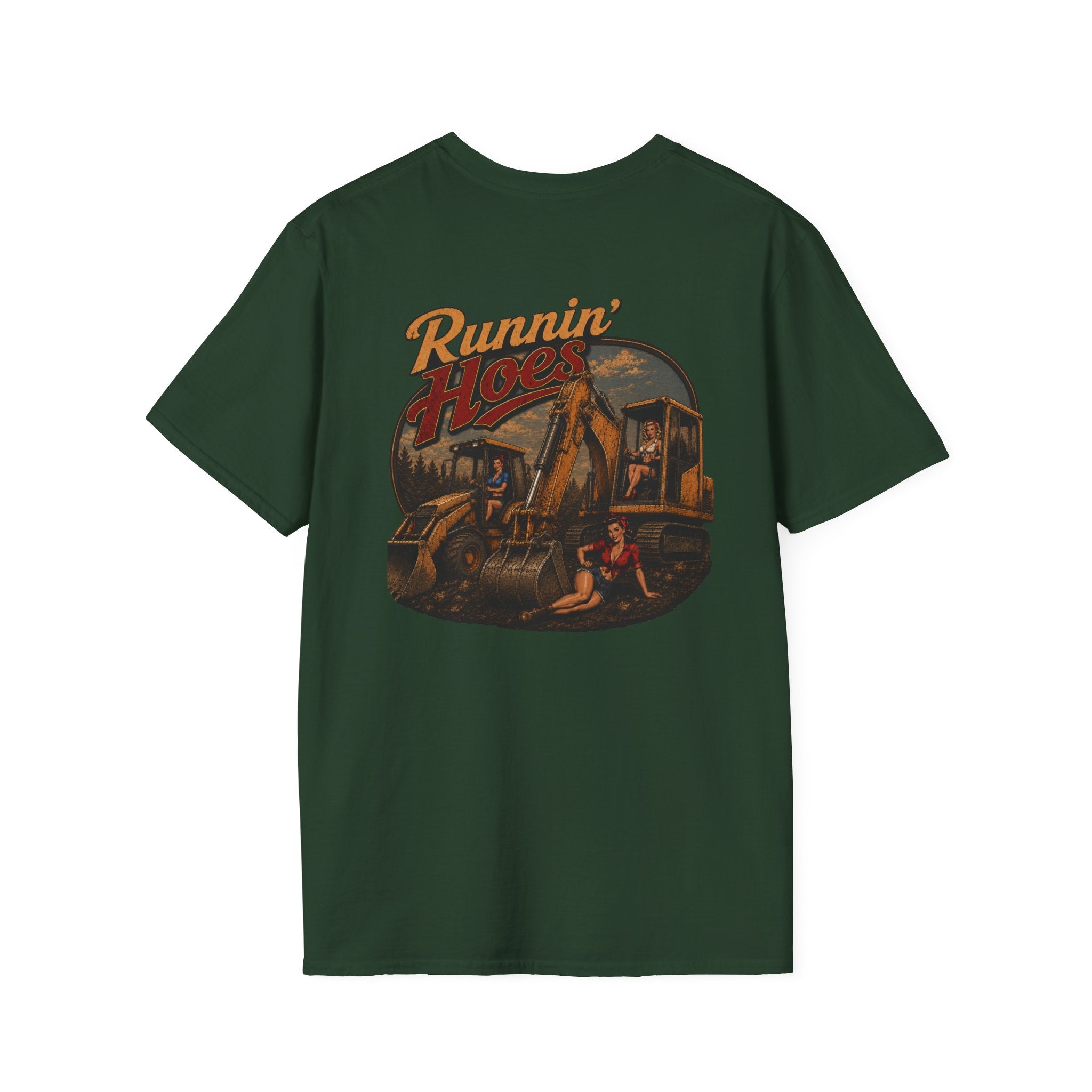 Runnin Hoes Backhoe Excavator Pinup Tshirt