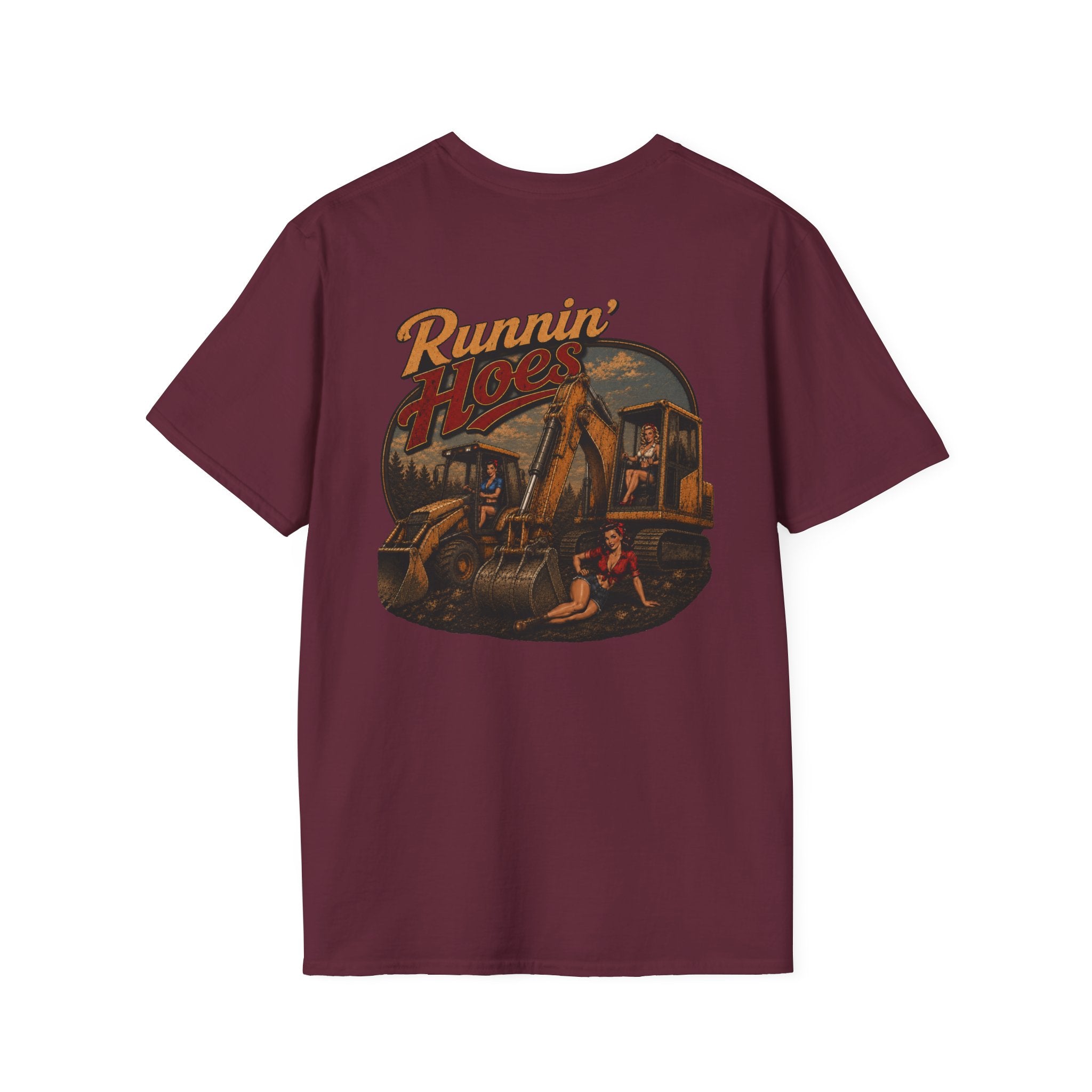 Runnin Hoes Backhoe Excavator Pinup Tshirt