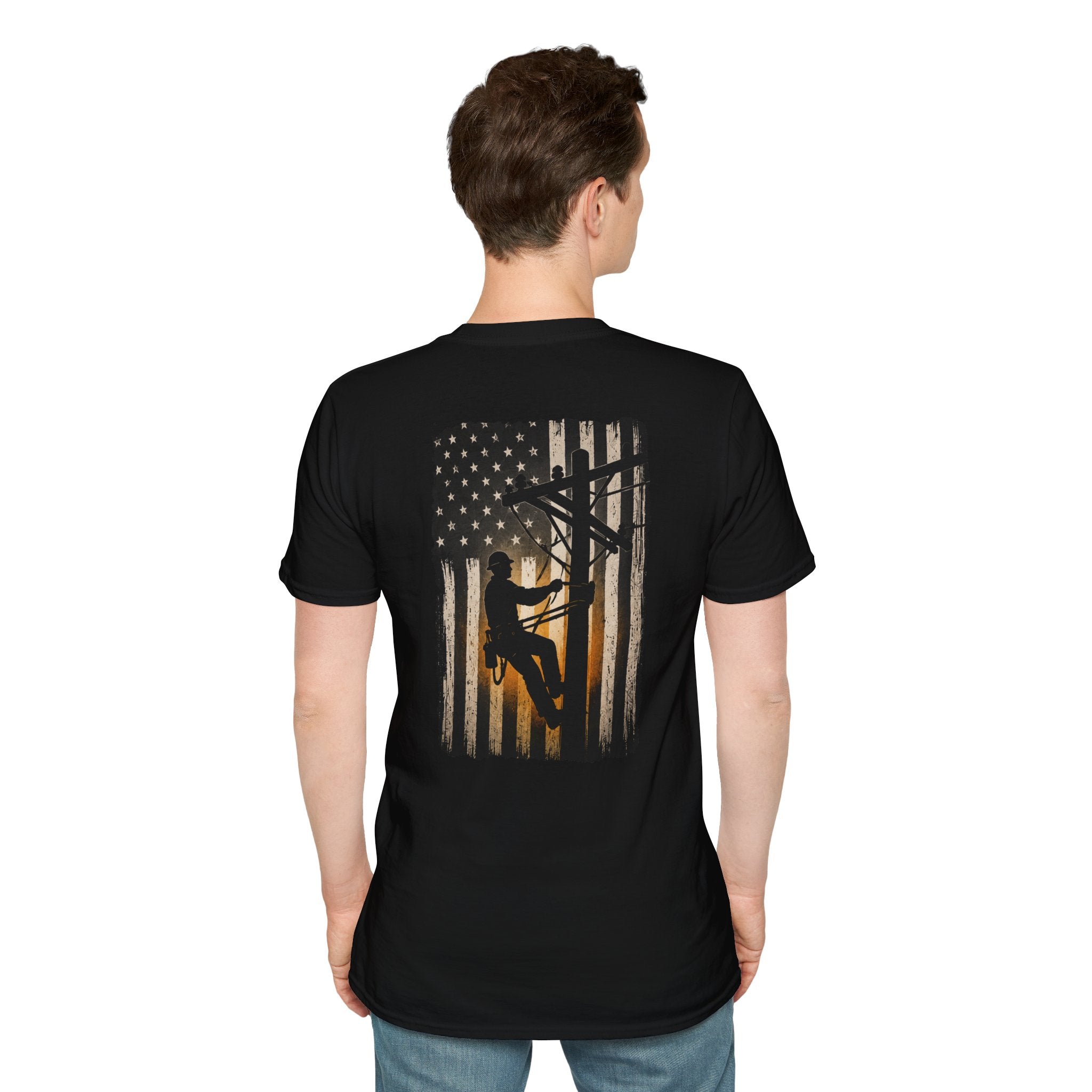Line Man American Flag T-Shirt