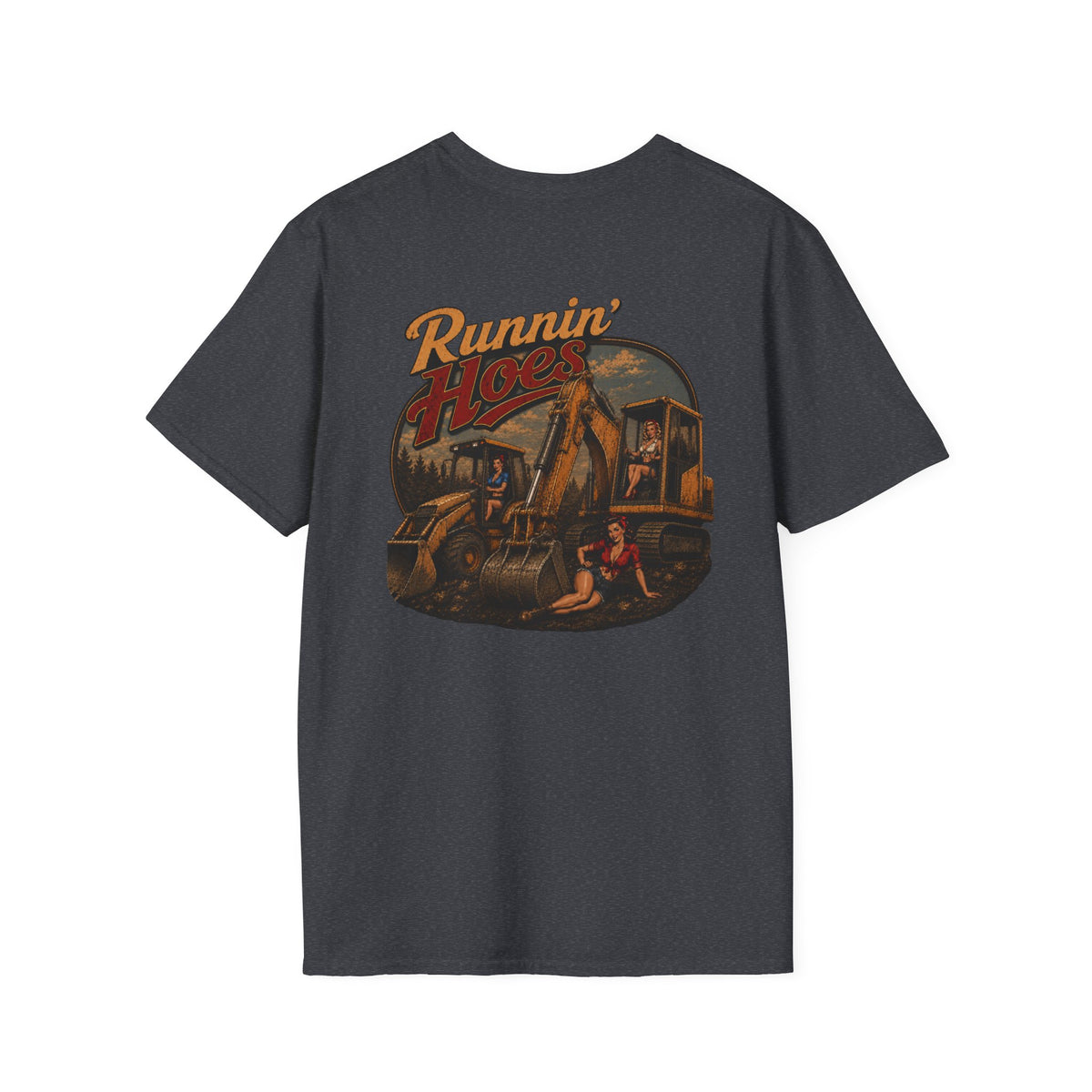 Runnin Hoes Backhoe Excavator Pinup Tshirt