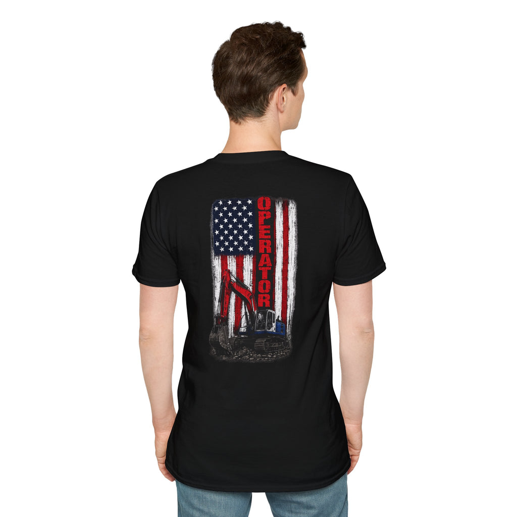 American Flag Operator Excavator Tshirt