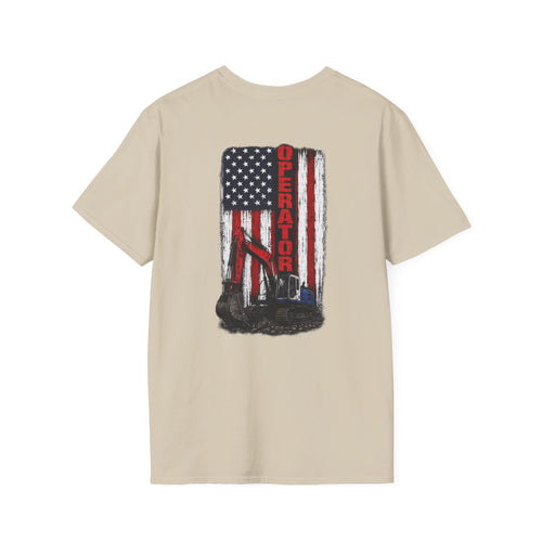 American Flag Operator Excavator Tshirt