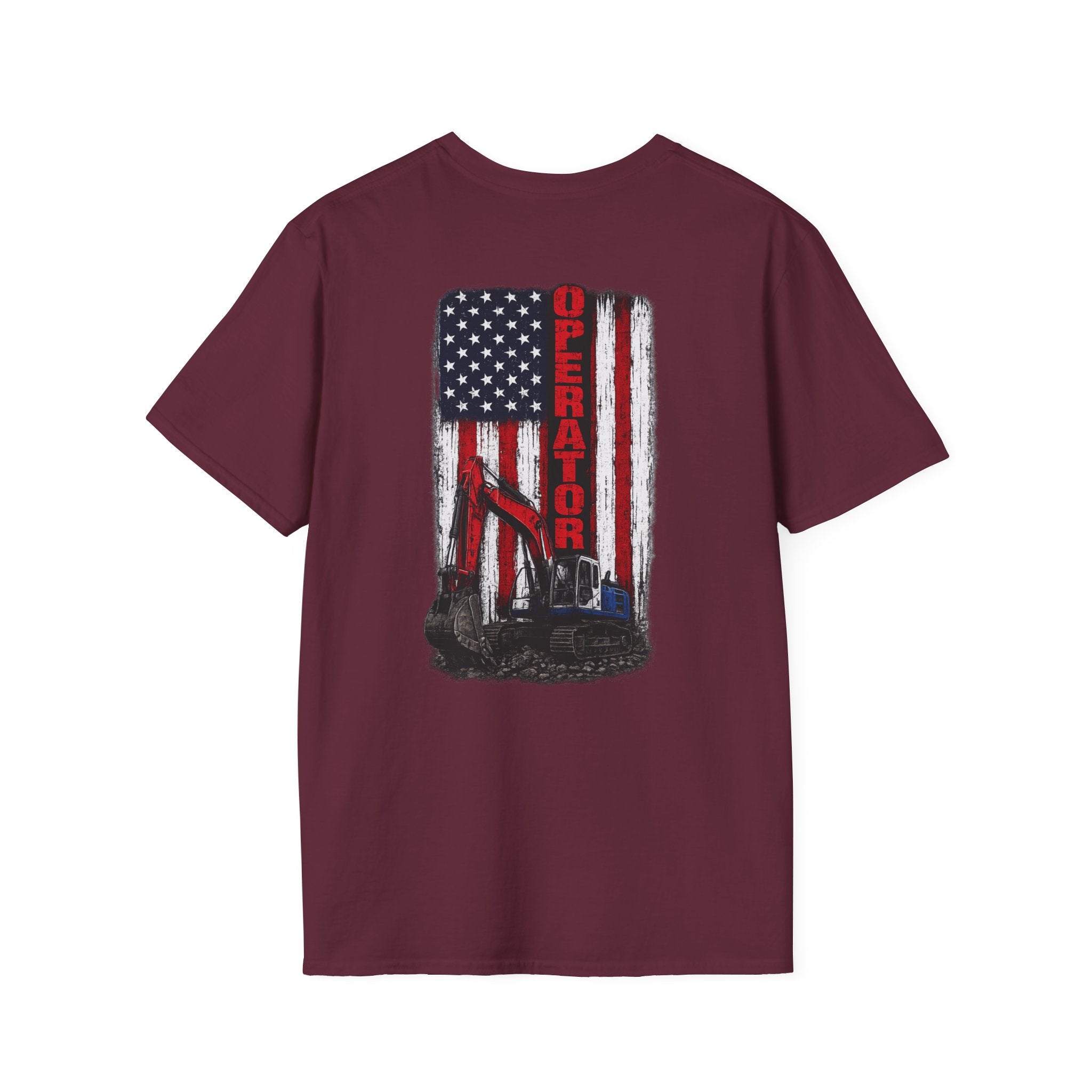 American Flag Operator Excavator Tshirt