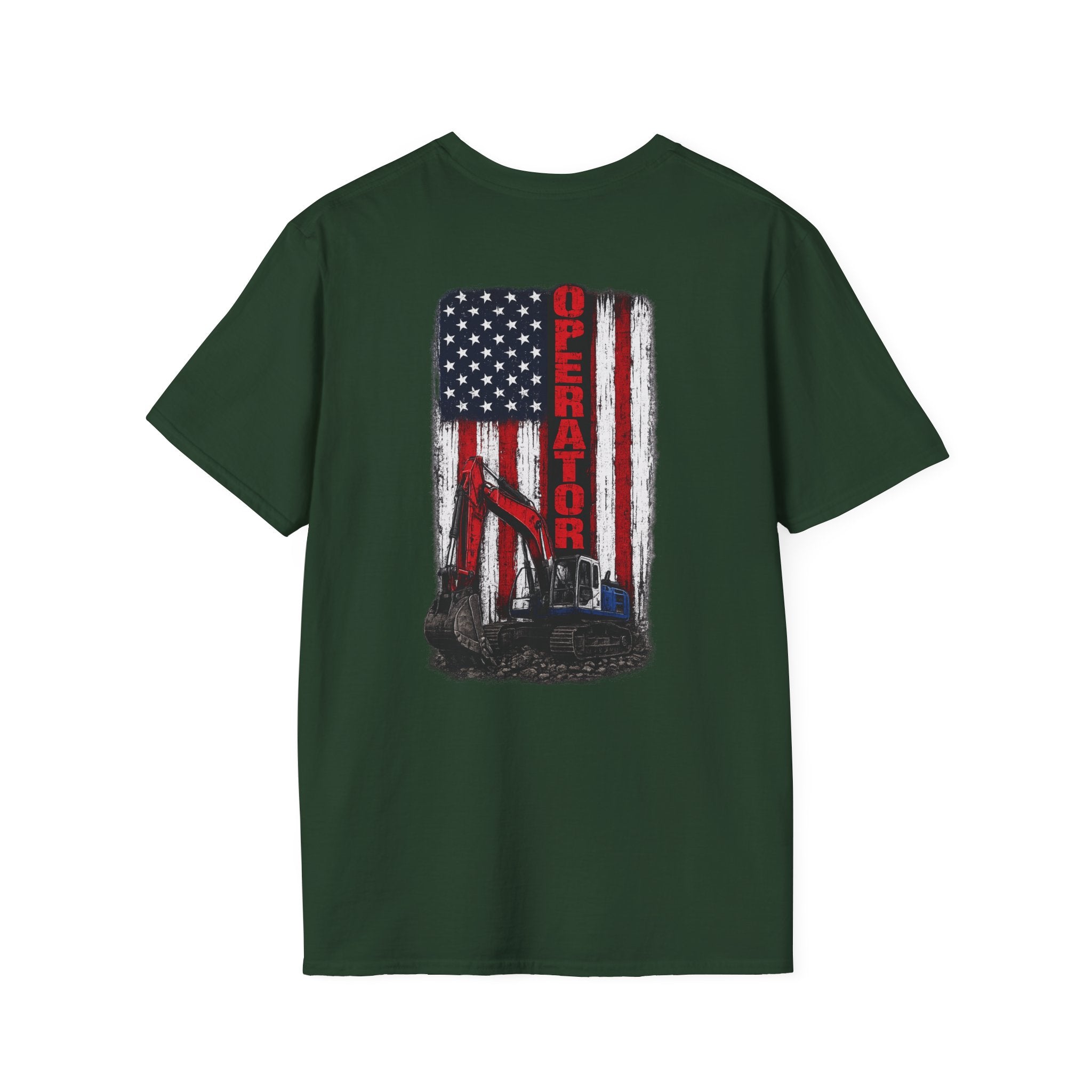 American Flag Operator Excavator Tshirt